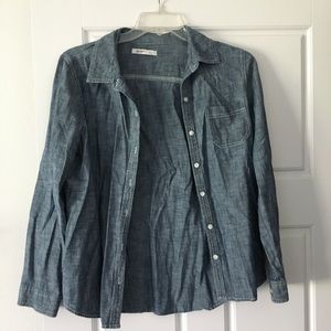 Old Navy Chambray Denim Button Down Shirt, Casual Medium Blue Shirt, Size Large